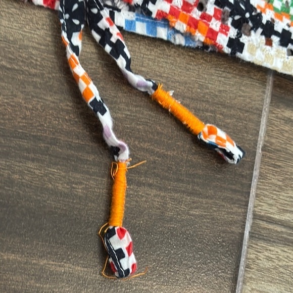 Maeve Ruffled Tie Waist Blouse in Colorful Granny-Square Eyelet Print, S - Picture 12 of 16